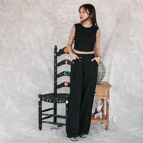 Pantalón vestir negro cinto incluido