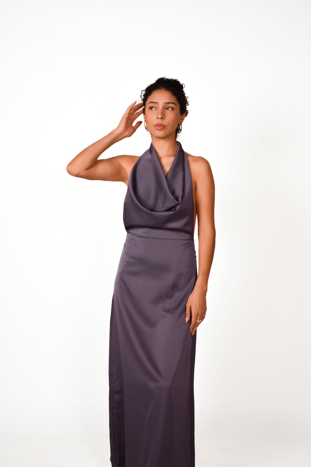 Vestido azul satinado