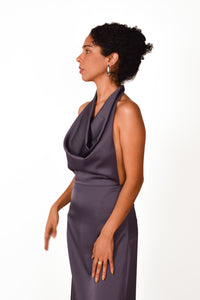 Vestido azul satinado